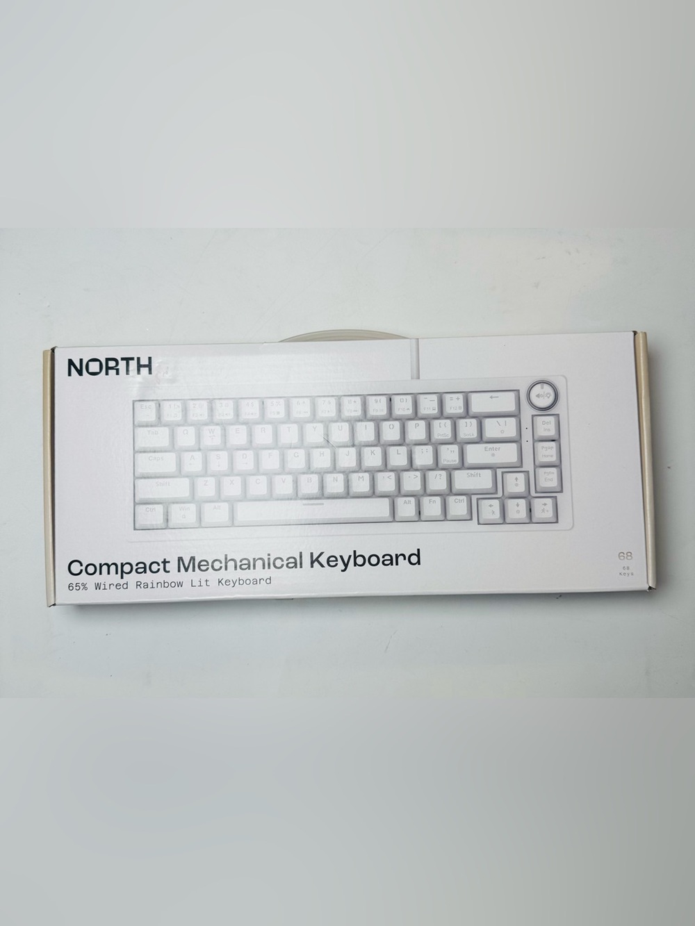 NORTH 65% Compact Mechanical Keyboard 68-Key Wired Rainbow Lit White